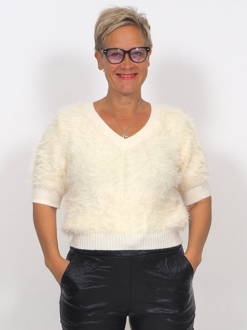 Pörröneulepusero Luonnonvalkoinen