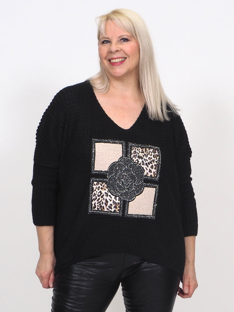 Neule Leo&Niittikoristeilla Musta