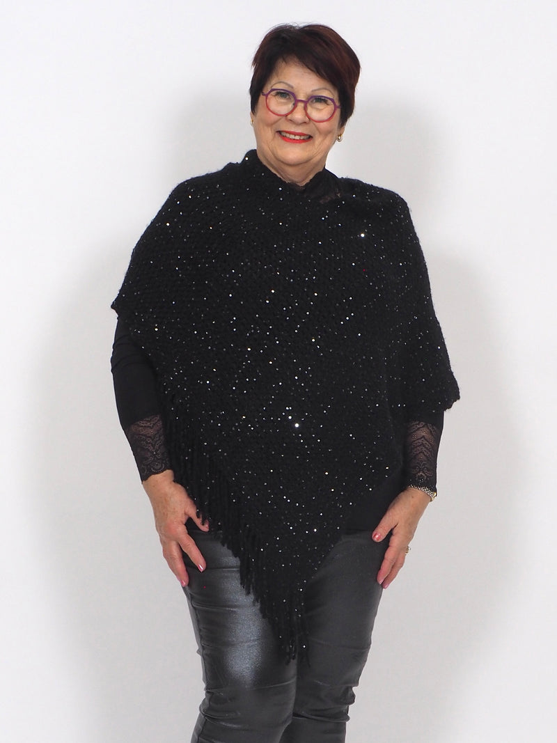 Poncho Shimmer Black