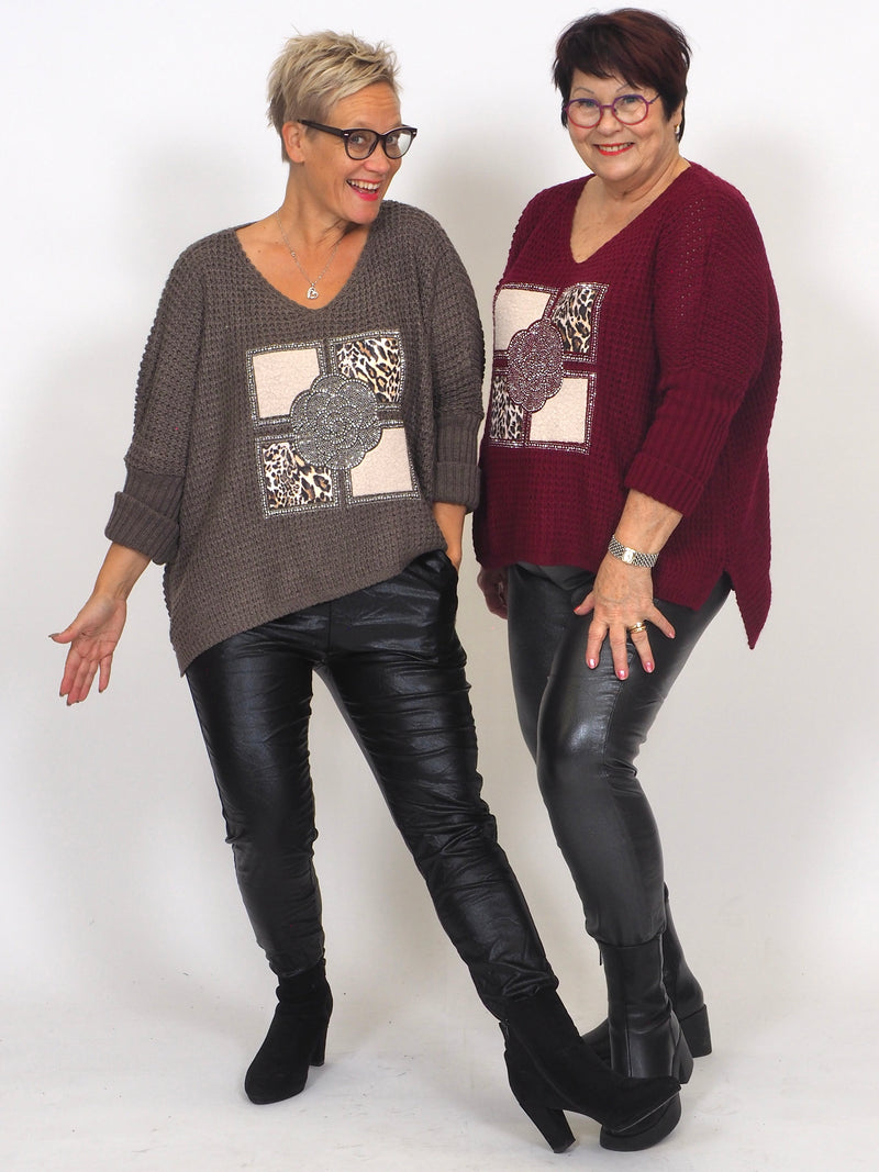 Neule Leo&Niittikoristeilla Taupe