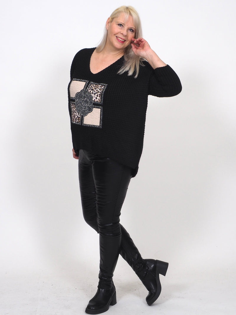 Neule Leo&Niittikoristeilla Musta