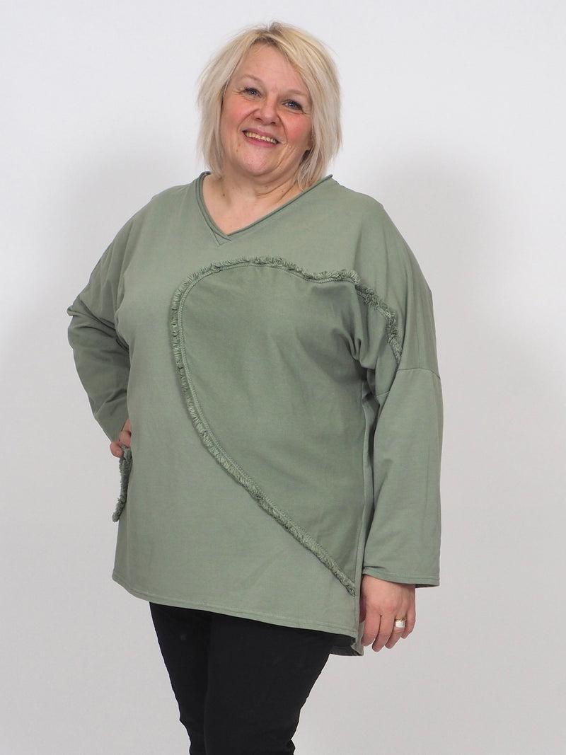 Trikootunika Fringy Khaki XL