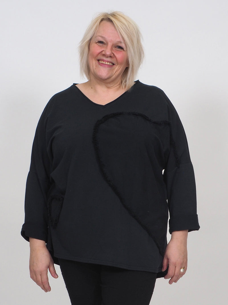 Trikootunika Fringy Musta XL