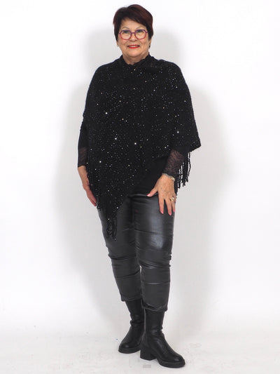 Poncho Shimmer Black