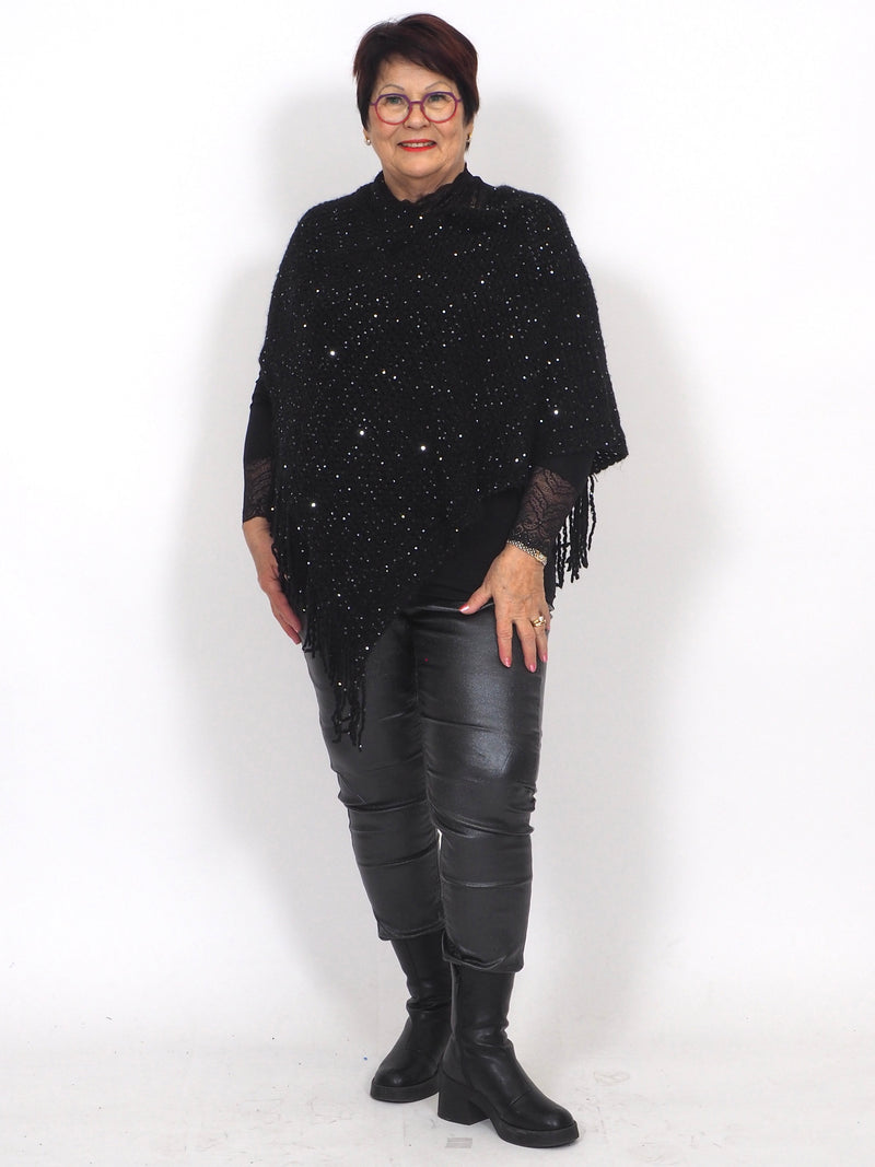 Poncho Shimmer Black