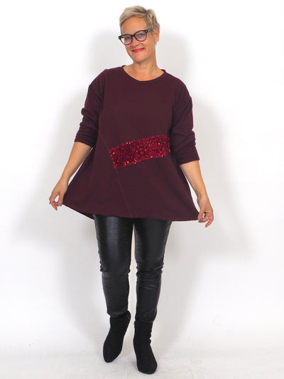 Collegetunika Paljettikoristeella viini