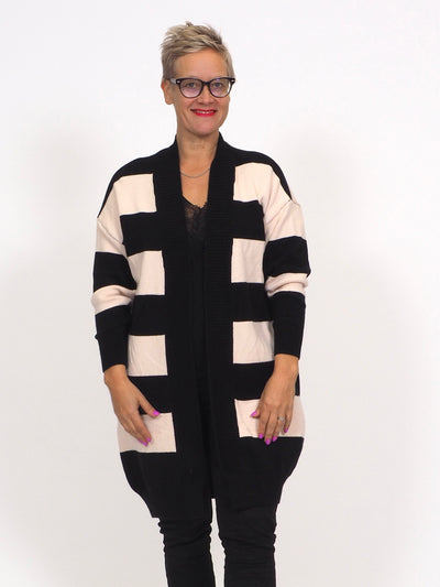 Neuletakki Stina Hiekka/Musta