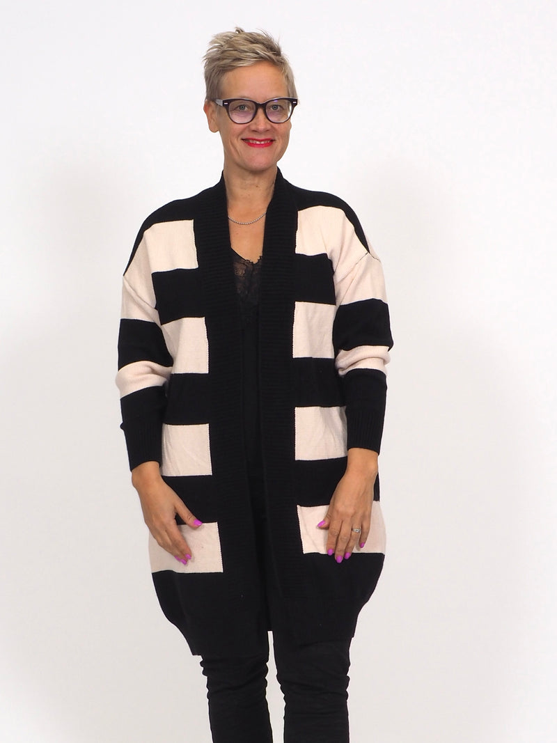 Neuletakki Stina Hiekka/Musta