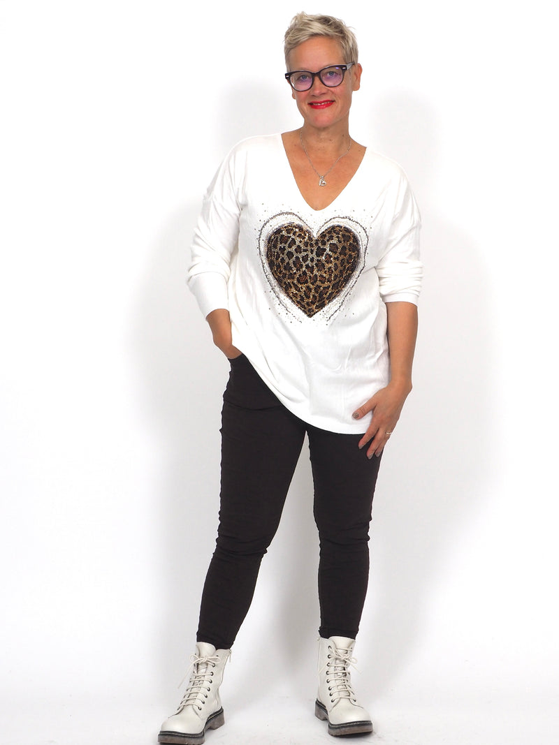 Neule Heart Leo White