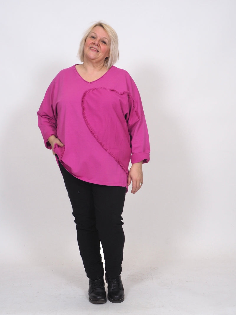 Trikootunika Fringy Lila XL